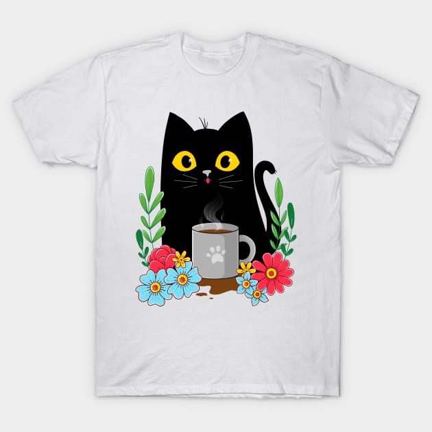 Coffee Cat T-Shirt by GODZILLARGE